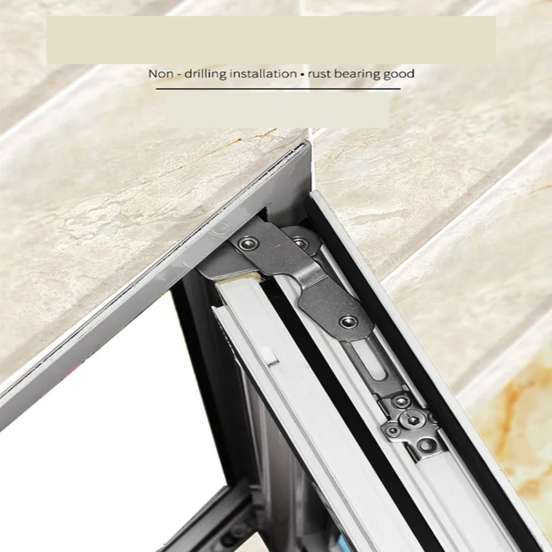 No-Drill Stainless Steel 304 Invisible Hinges for Aluminum Windows Sliding Sash Wind Brace Window Accessories Flat Opening Casem