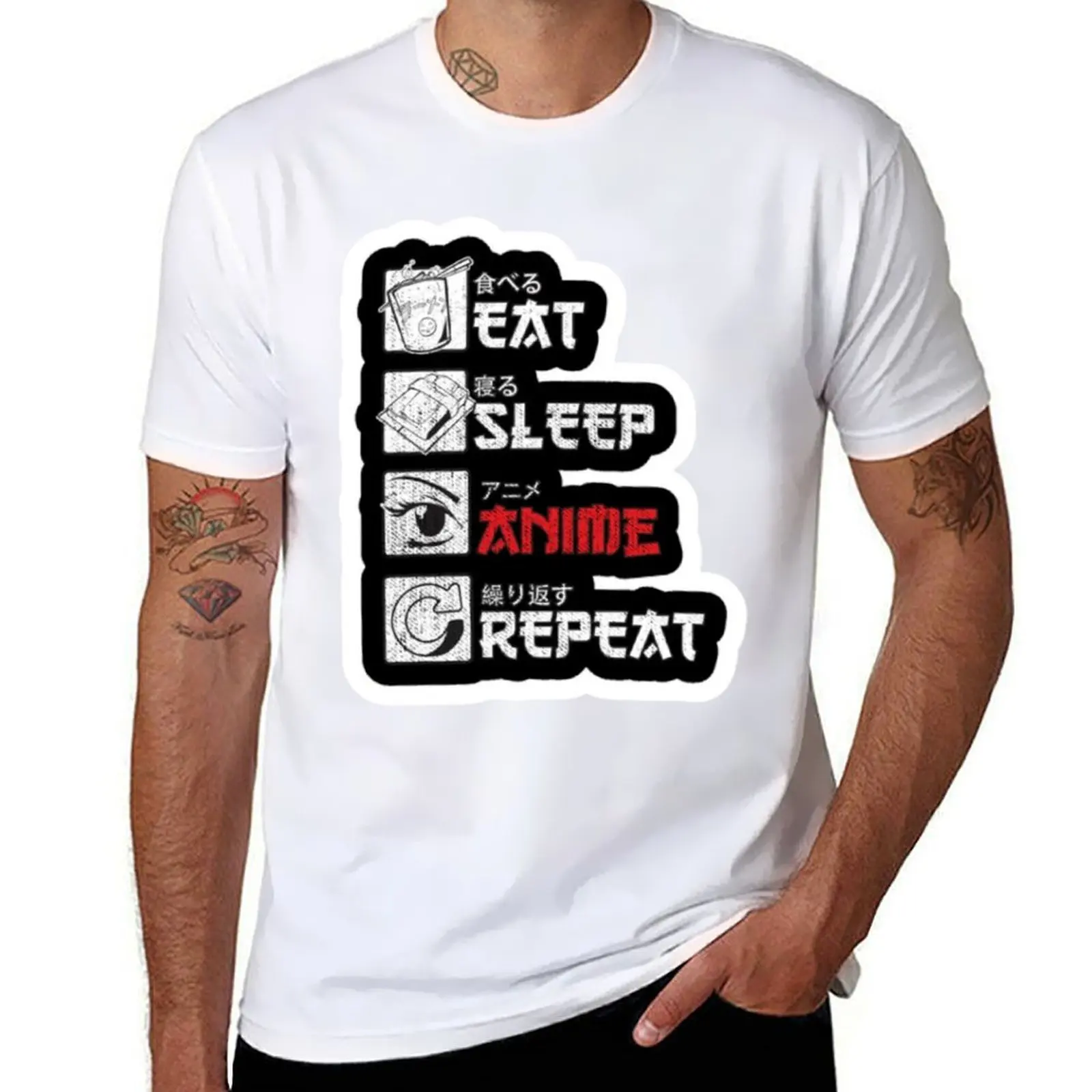 

eat sleep anime repeat T-Shirt t shirts for man slim fit cotton t shirts man 100% T-Shirt