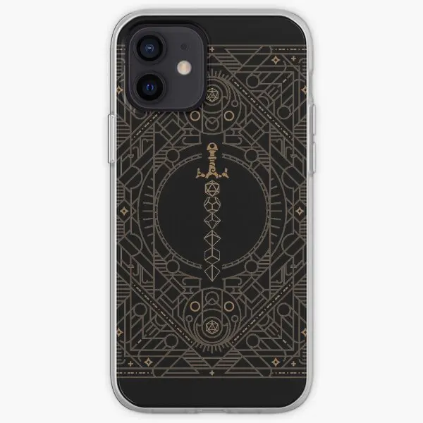 Polyhedral Dice Sword Vintage Minimalist  Phone Case Customizable for iPhone 11 12 13 14 Pro Max Mini X XS XR Max 6 6S 7 8 Plus