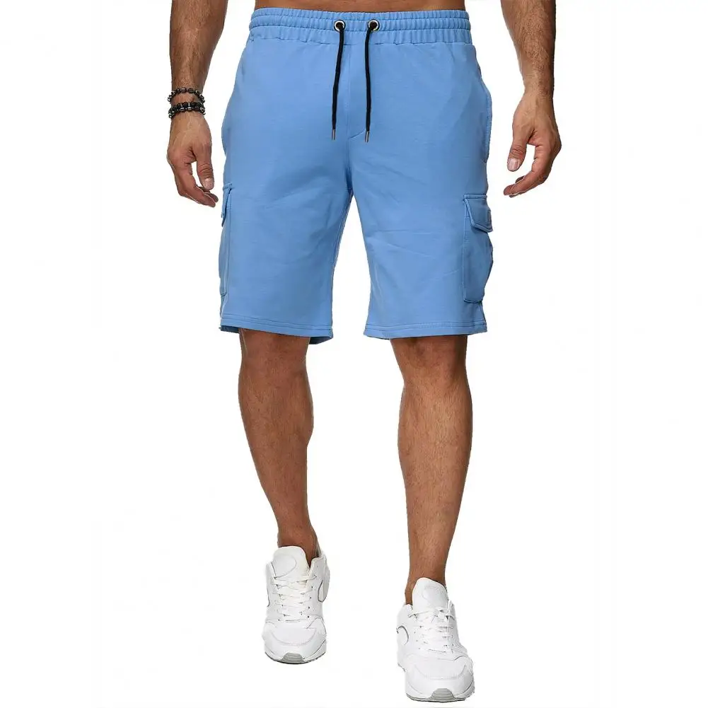 Short cargo à taille élastique pour homme avec poches renforcées, short décontracté durable, cordon de serrage élastique pour le fitness