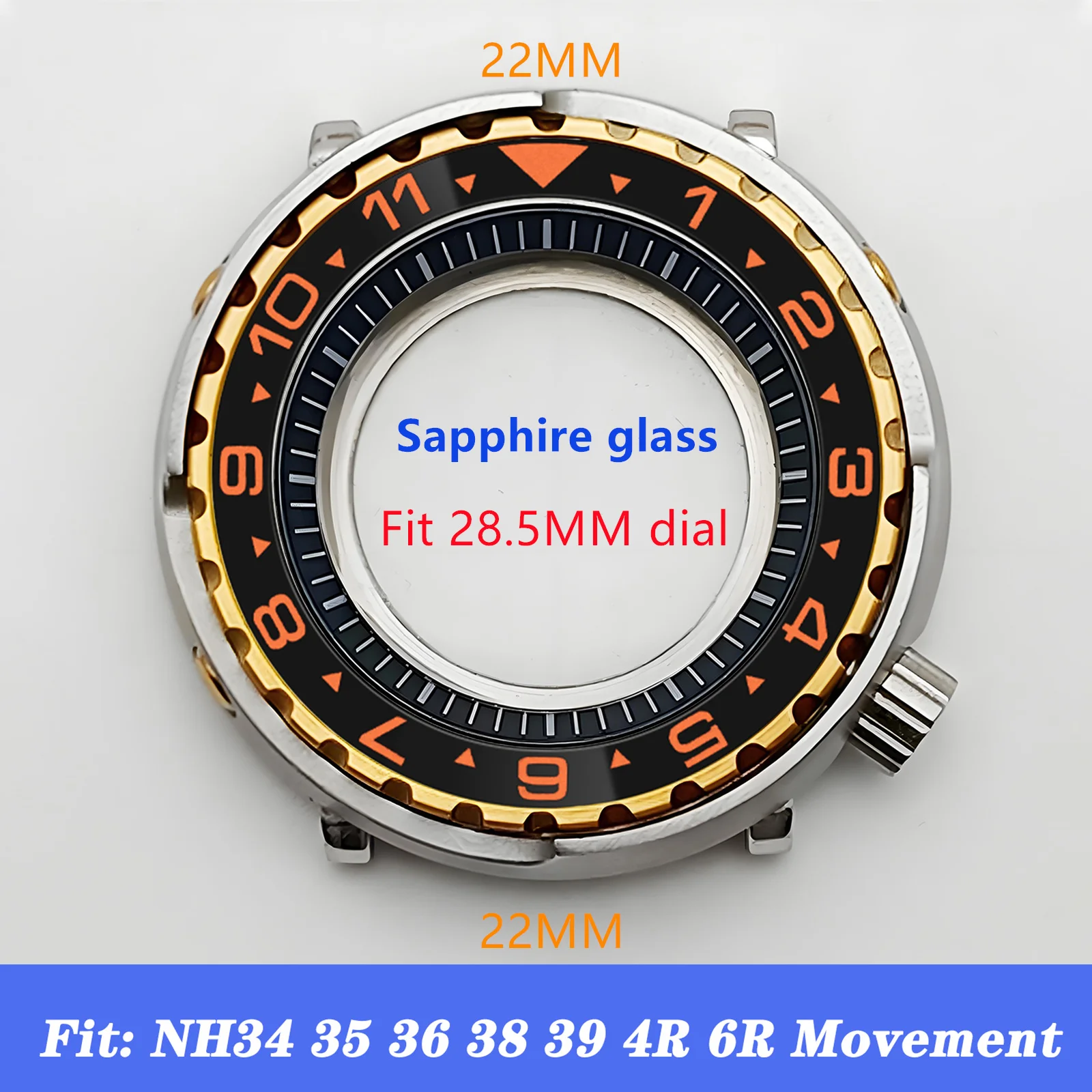 

Mod Tuna Can Case NH35 Case Ceramic Insert Sapphire Glass Gold Bezel Silver Stainless Steel Watch Case