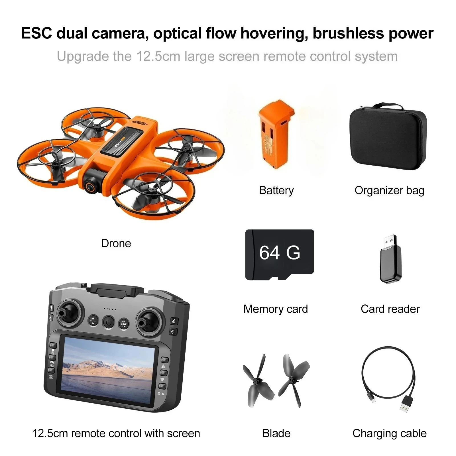

Large screen control S156 brushless motor optical flow positioning drone with multiple batteries comes with a 64GB storage card