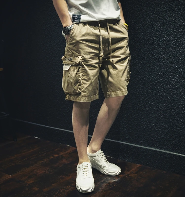 

Летняя тонкая рабочая одежда, мужские модные свободные прямые повседневные брюки с пятью точками INS, американские повседневные брюки со средней талией без стрел...