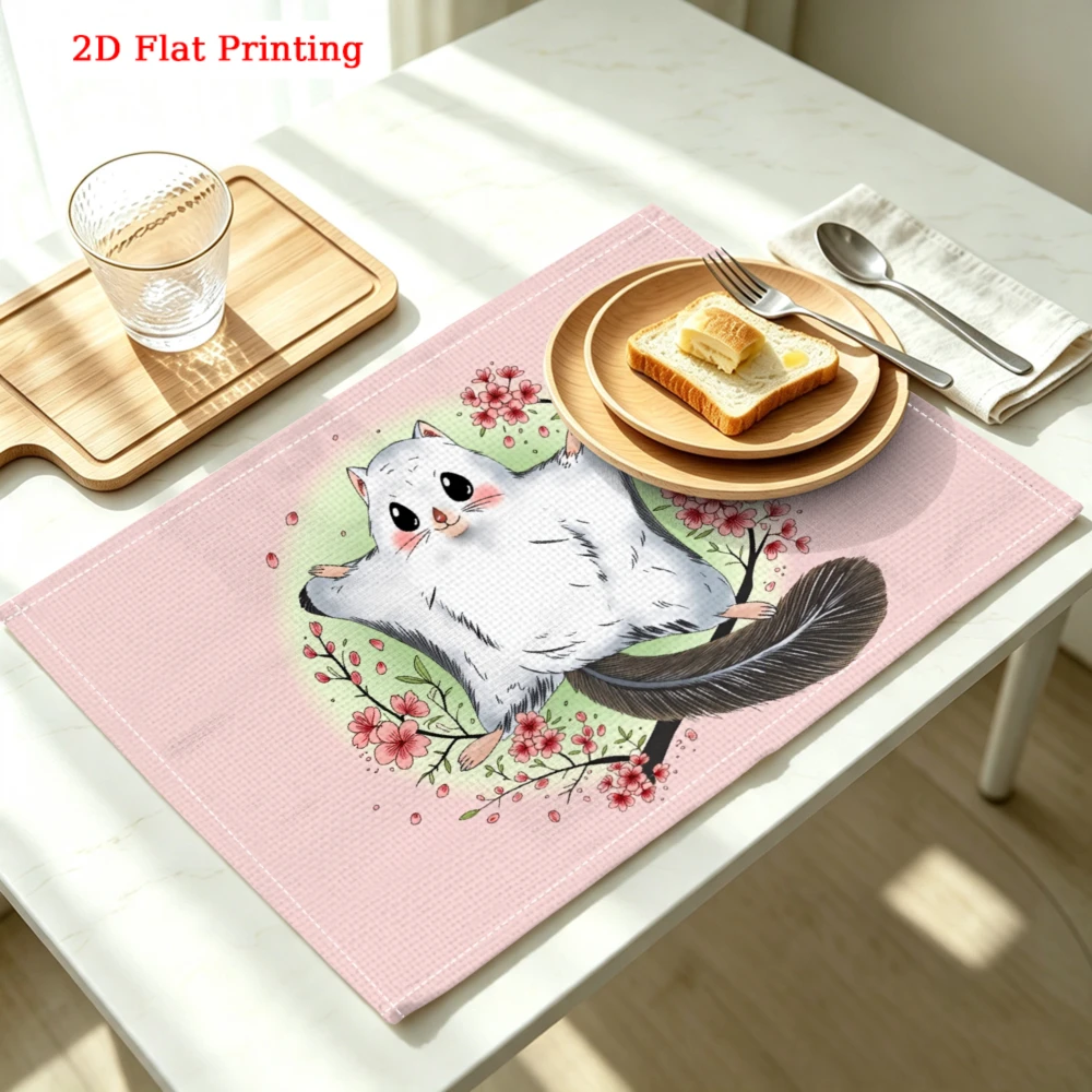 Cute Flying Squirrel Kitchen Placemat Cute Flying Squirrel Linen Pad Dish Coffee Cup Table Mat 1PC 30x40cm