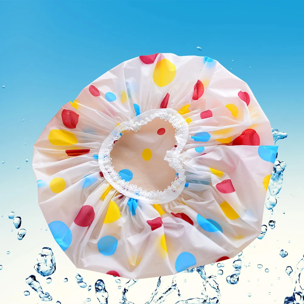 

12Pcs Elastic Waterproof Shower Caps Soft Plastic Bathing Hats Women Salon Hair Caps for Shower Spa Cooking Salon Hat