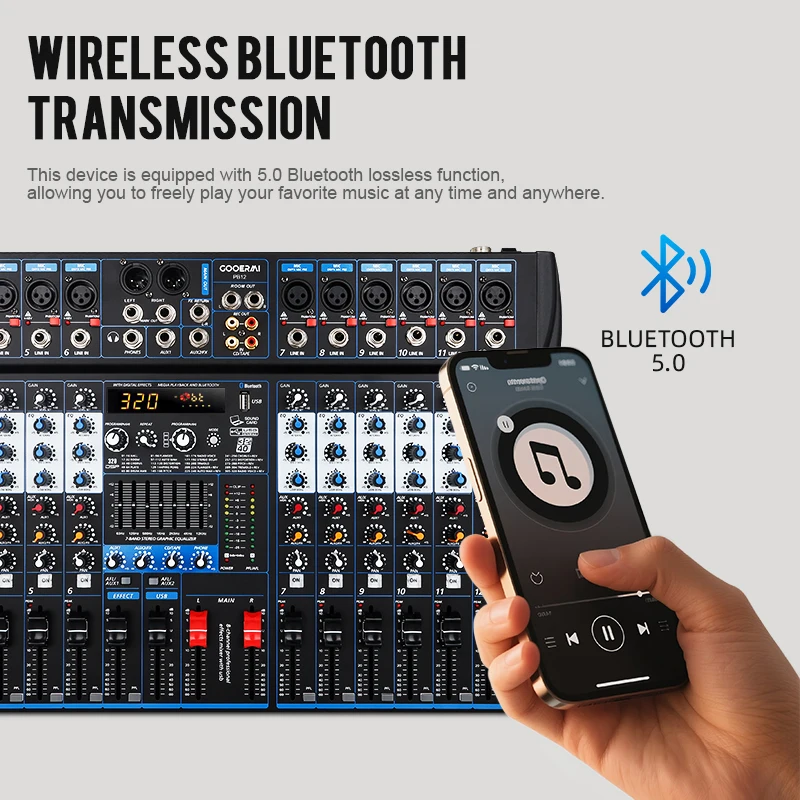 Gooermi PB Series Professional DJ Audio Mixer 6-16 Channels USB Sound Mixing Console with 320 DSP Effects 48V Phantom Power - view 6