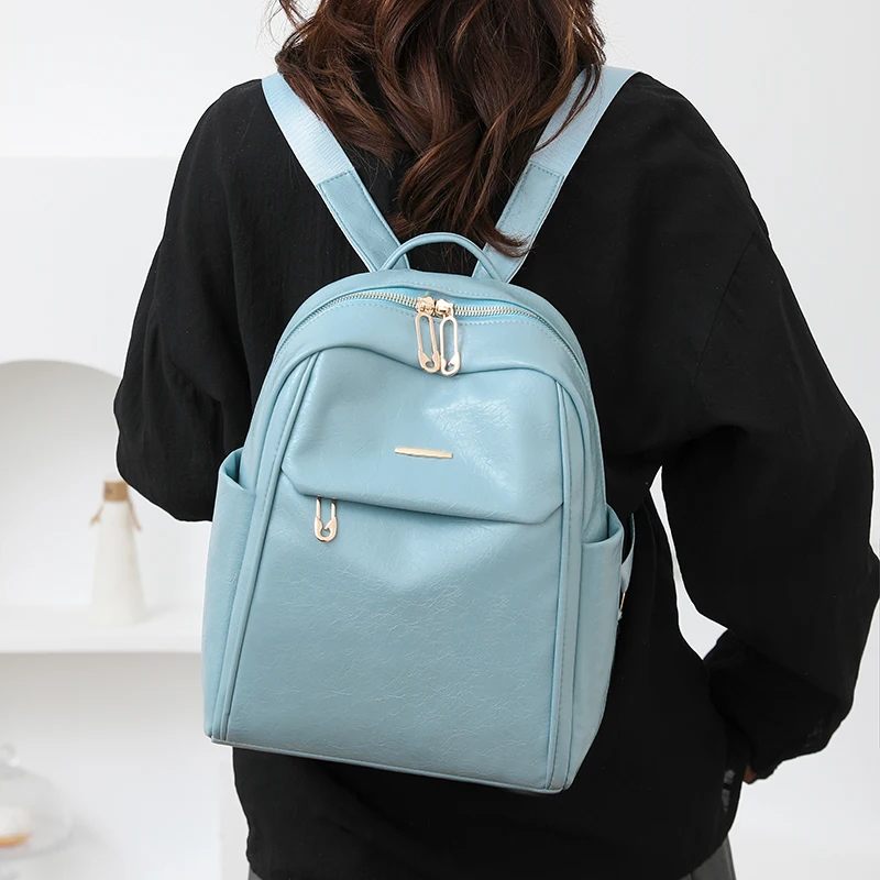 スタイリッシュな Pu レザー女性のバックパック大容量盗難防止ラップトップバッグ大学スクールバッグ旅行リュックサック女性のバックパック