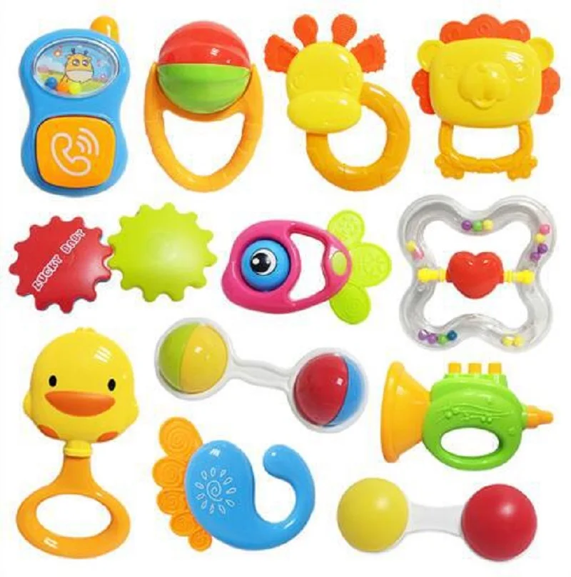 아기 딸랑이 세트 유아 손 흔들어 딸랑이 감각 Teether 개발 음악 장난감 아기를위한 젖니가 남 장난감 0 6 개월 신생아 선물