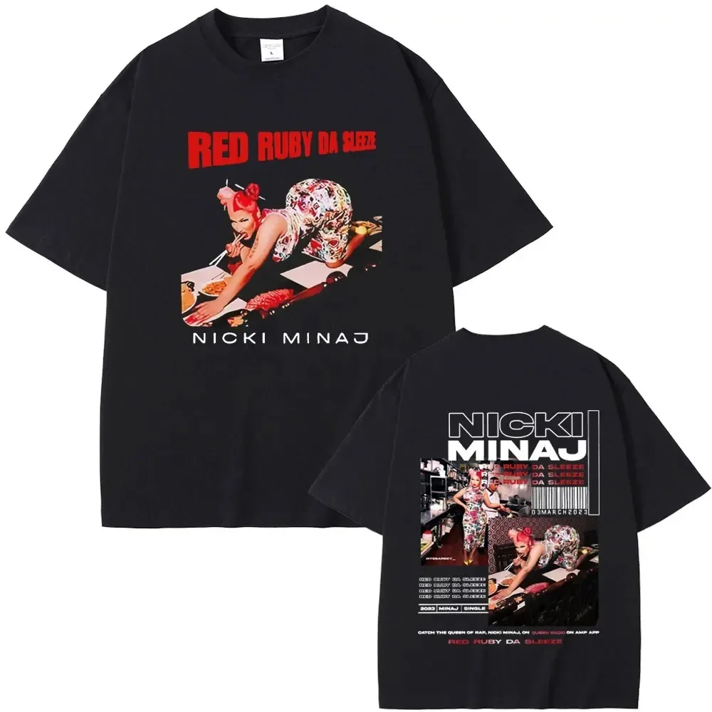 Red Ruby Da Sleeze Nicki Minaj 2024 World Tour T-shirt Male Hip Hop Vintage Oversized T Shirts Men's Summer Causal Cotton Tees