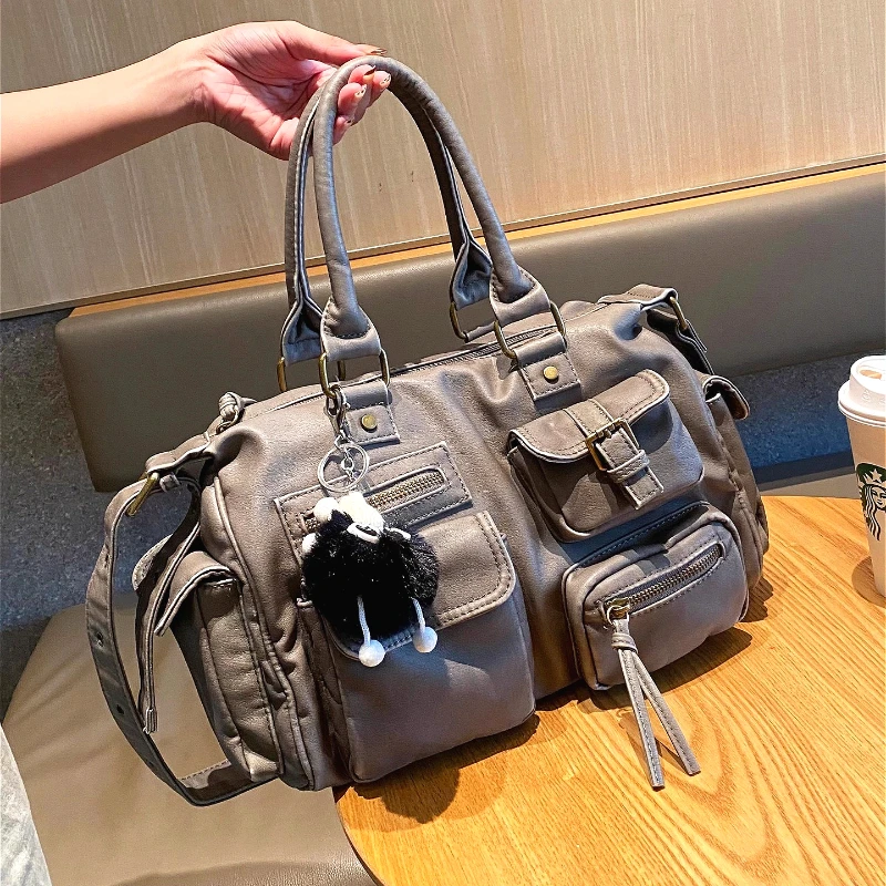 

Роскошная дизайнерская женская сумка из прочной стираной кожи с несколькими карманами на молнии, сумка на плечо, подмышки, модная сумка-мессенджер