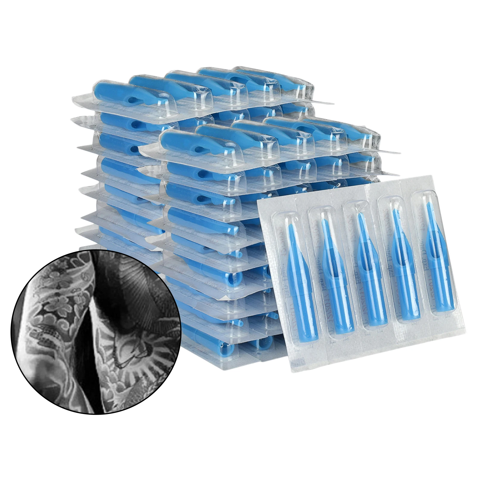 100X Disposable Tips, Assorted for 3RL 5RL 9RL 5RS 9RS 5M1 7M1 Needles Round Flat Sterileze