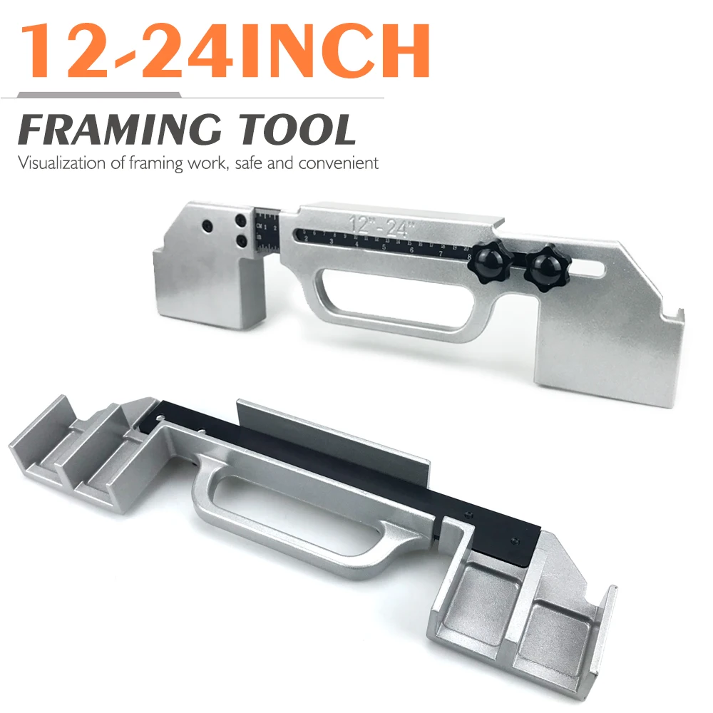

12-24 Inch Wall Accurate Measurement Framing Spacing Positioning Jig Cast Aluminum Wall Stud Framing Tool Center Stud Layout