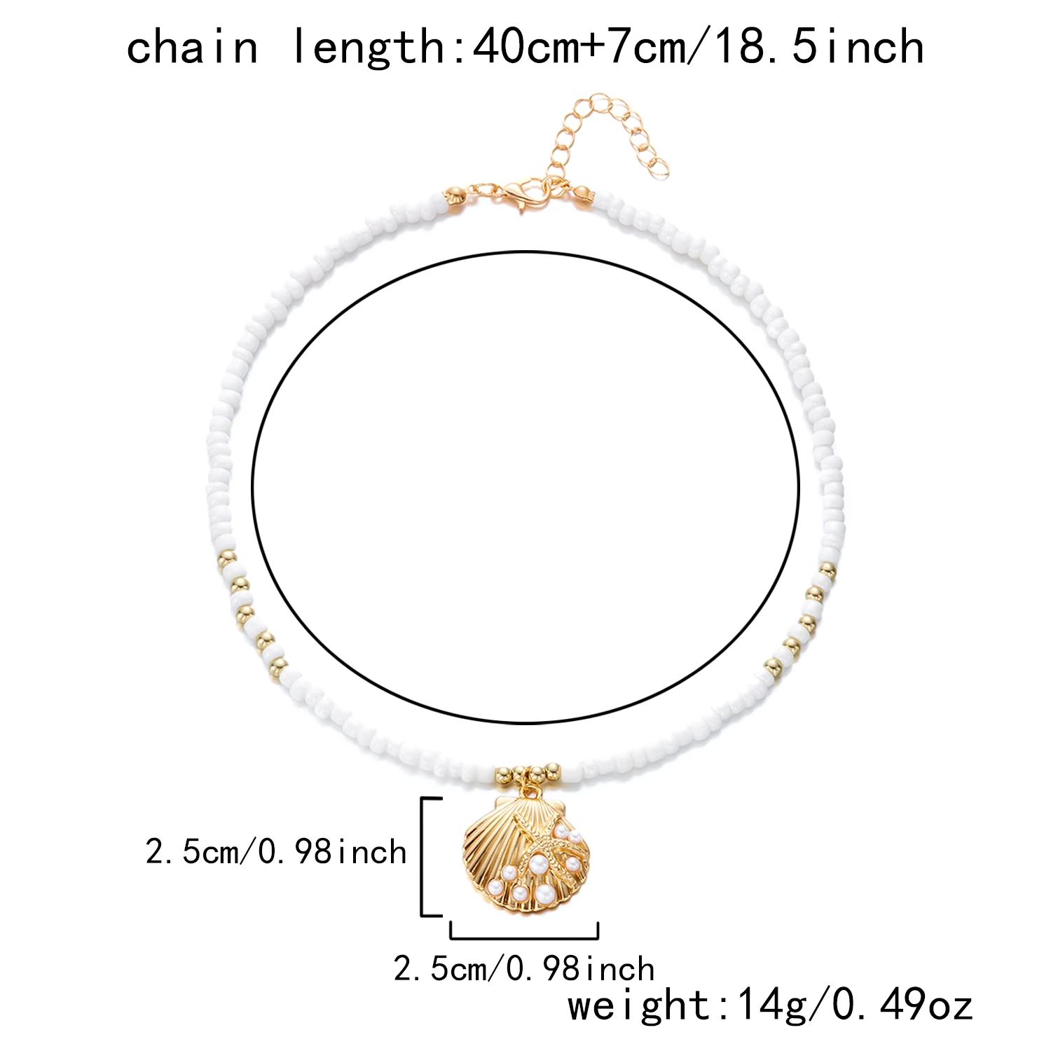 Boho Weiße Reisperlen-Halskette für Frauen Niedlicher Fisch-Imitationsperlen-Anhänger Bunter Choker Sommer Strand Y2K Halsschmuck Geschenk – Detail 15