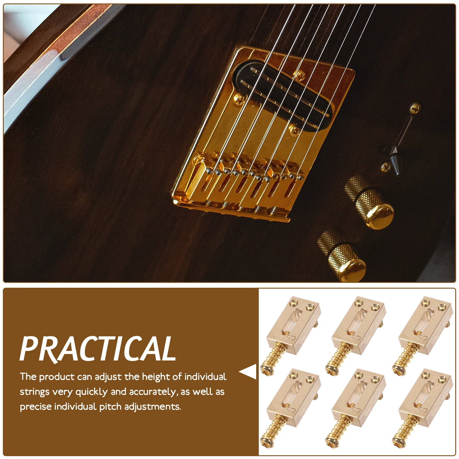 

1 Set Electric Guitar Bridge Accessories Durable Copper Material Precise Height Adjustment Tremolo System Replacement Parts For