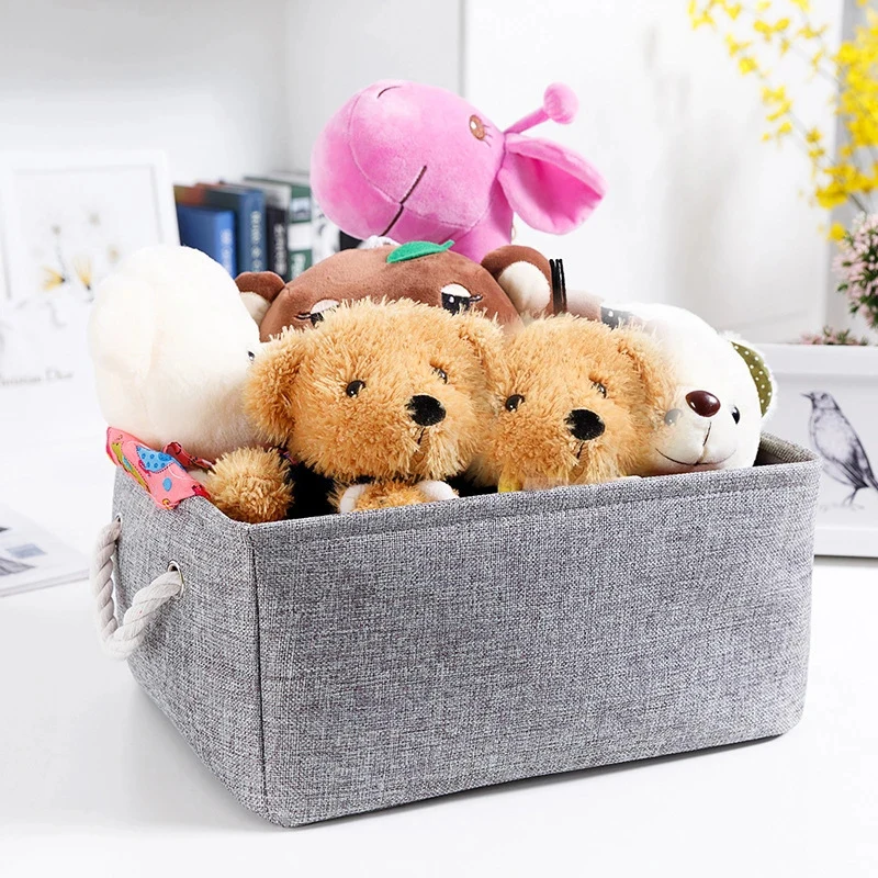 Child Toy Storage Basket with Handle Organizer for Small Things Folding Stationery Organizer Desktop Sundries Storage Container