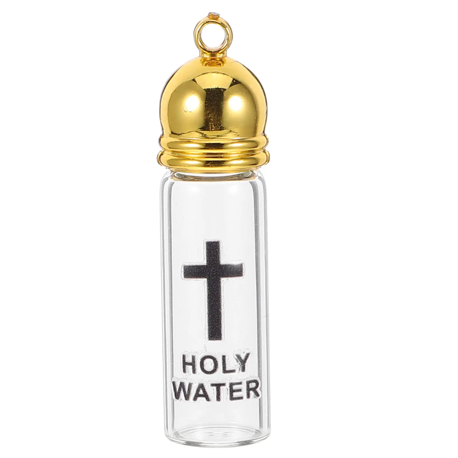 Glass Cross Holy Water Bottle Christian Baptism Vessel Catholic Ceremony Blessing Protection Refillable Pendant Bottle
