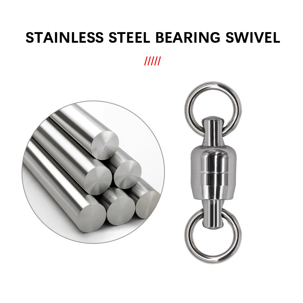 DNDYUJU Fishing Swivel Heavy Duty Ball Bearing Swivel Connector Stainless Steel Solid Ring Hook Connector Fishing Accessories