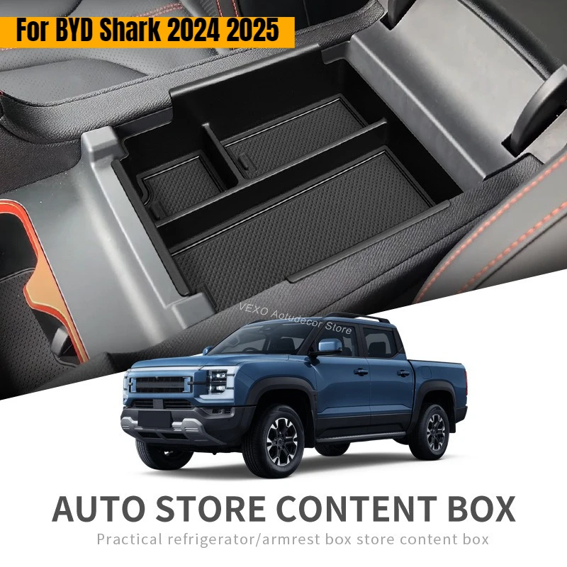 

For BYD Shark 2024 2025 Pickup Truck Center Console Armrest Storage Box Car Armrest Central Compartment Organizer Case Interior