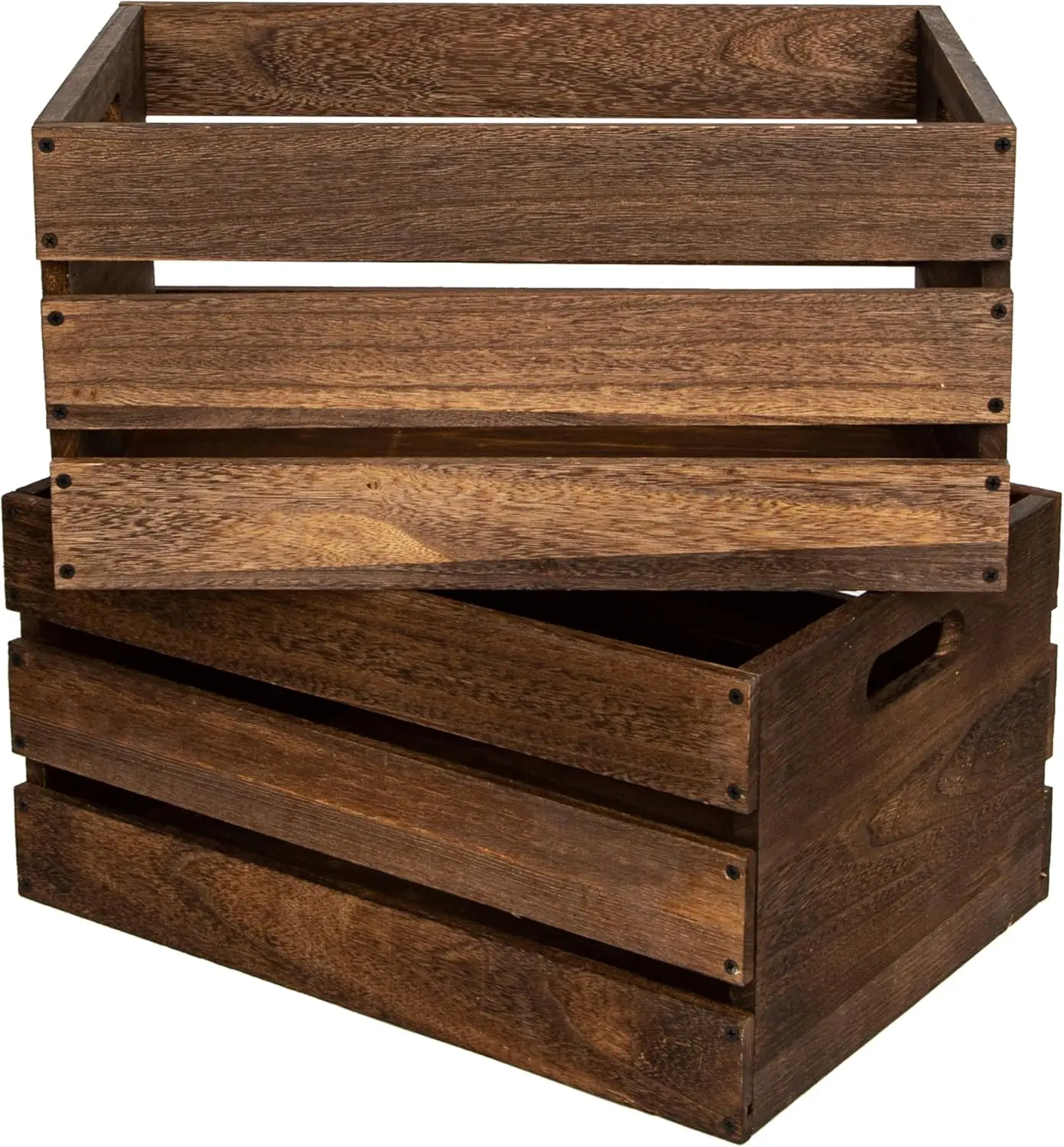 

20 inch Extra Large Wooden Crate for Storage, Farmhouse Vintage Milk Crate, Rustic Decorative Storage Box for Records, 55L Capacity
