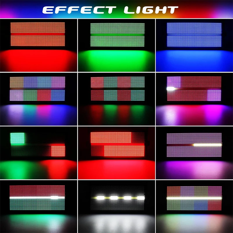RGBW 8+8 LED Strobe Light DMX512 Horse Racing Wash Strobe Stage Effect 3IN1 DJ Disco Wedding Party Bar