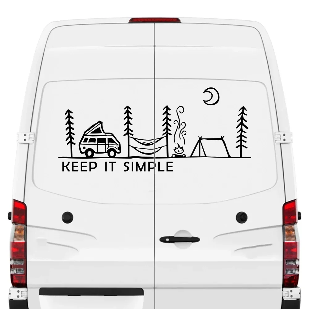 Car Keep It Simple Camping Decor Stickers For Van SUV Camper Caravan Cargo Motorhome RV Wraps Decals Accessories Car Sticker