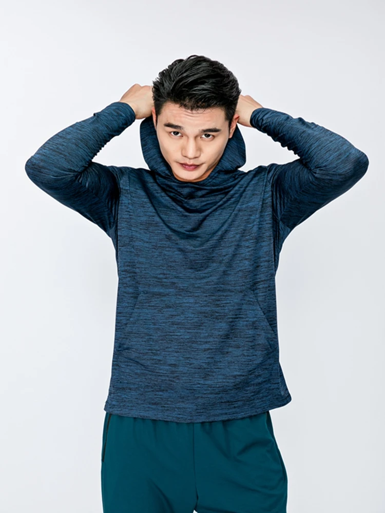 Men Sport Hooded Long Sleeve Bodybuilding Sweatshirt Running Fitness Thin Jacket Solid Color Gym Training Hoodies