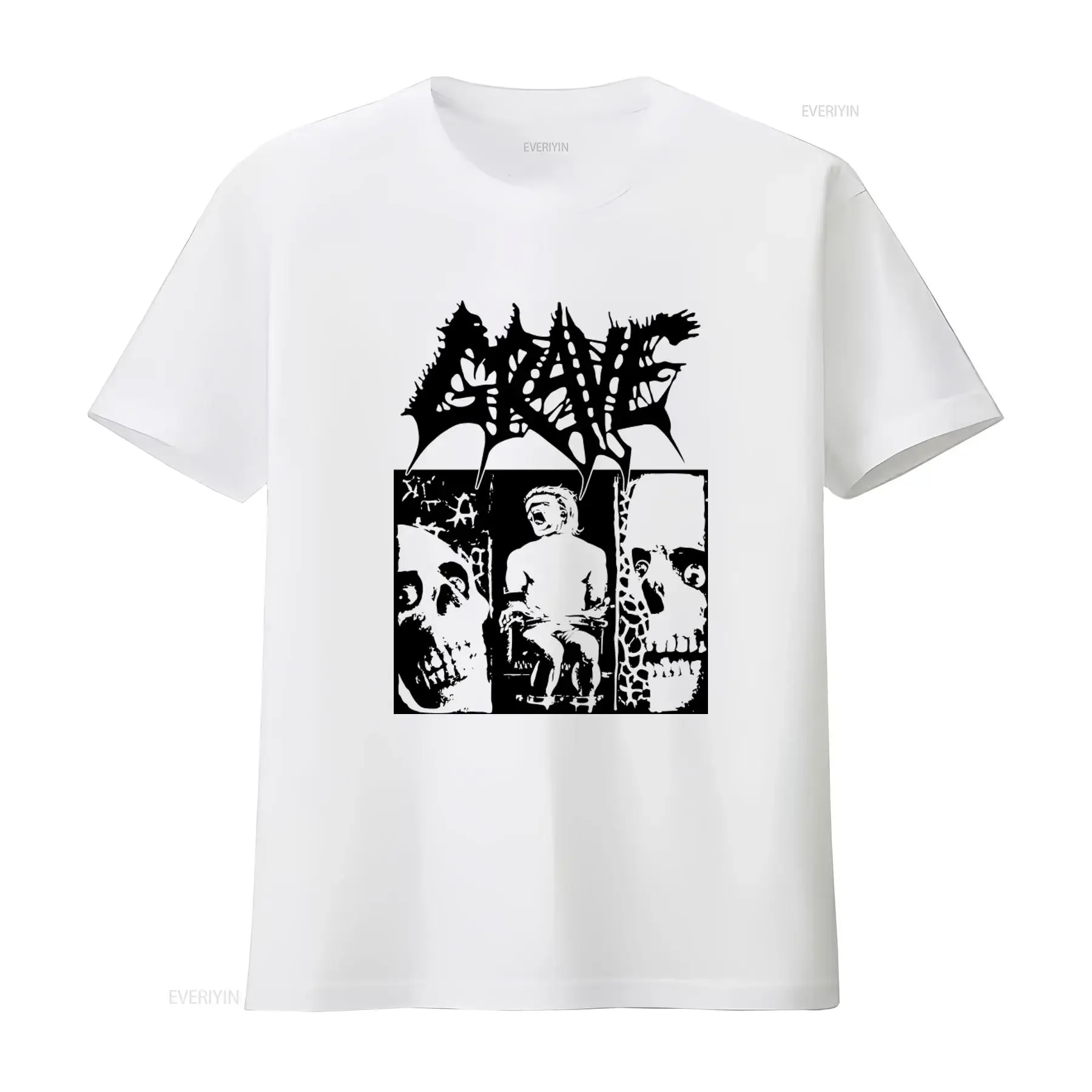 Grave Tremendous Pain '91 Death Metal Band Entombed Therion Print New White T Shirt vintage Washed Breathable Versatile graphic