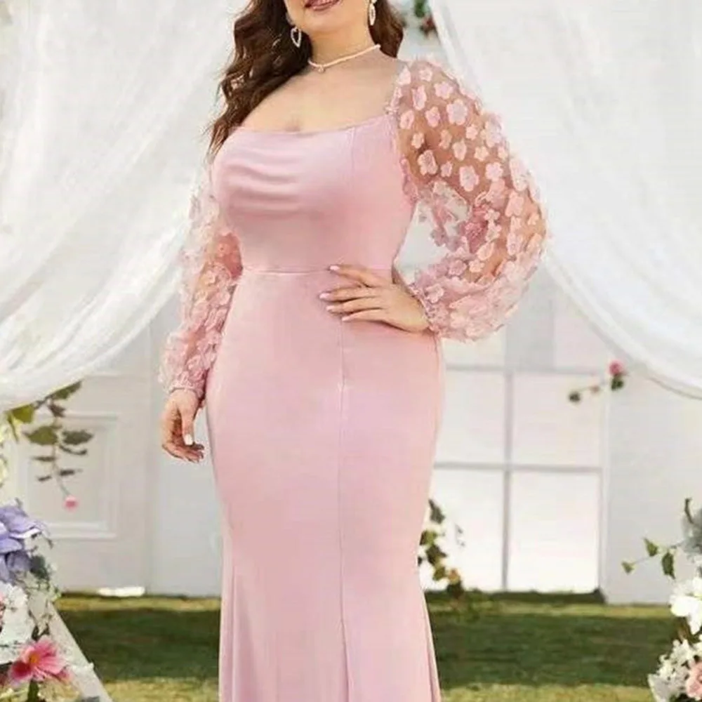 Vestidos de trompeta de sirena cuadrados rosas para madre de novia, vestidos de novio de Spandex, vestidos formales de fiesta de boda, vestidos de graduación, flores 3D, envío gratis, A29