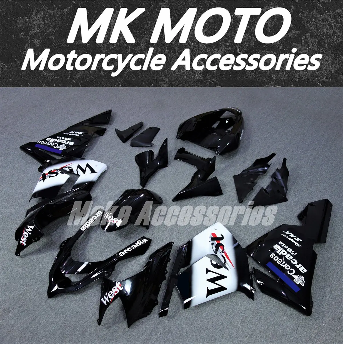 

Комплект кузова мотоцикла Moke moto для zx-10r 2004-2005, комплект обтекателей, подходит для высокого качества, ABS, инъекция, белый ниндзя, черный, новый