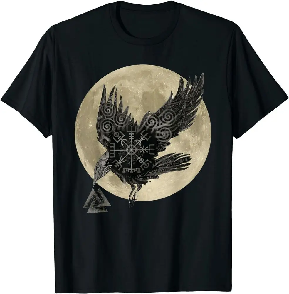 

Moon Norse Raven Runes Pagan Viking Cool Tee T-Shirt Unisex T-shirts For Man Woman Short Summer Tees Casual Cotton Luxury Brand