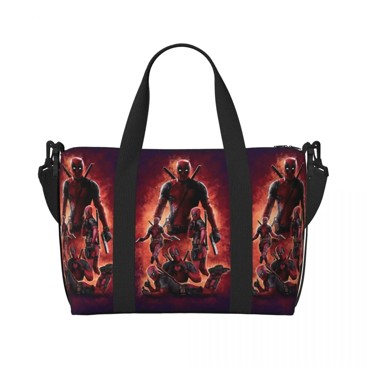 

Custom Deadpool Hero Beach Tote Bag for Women Big Compartment Beach Gym Travel Bags