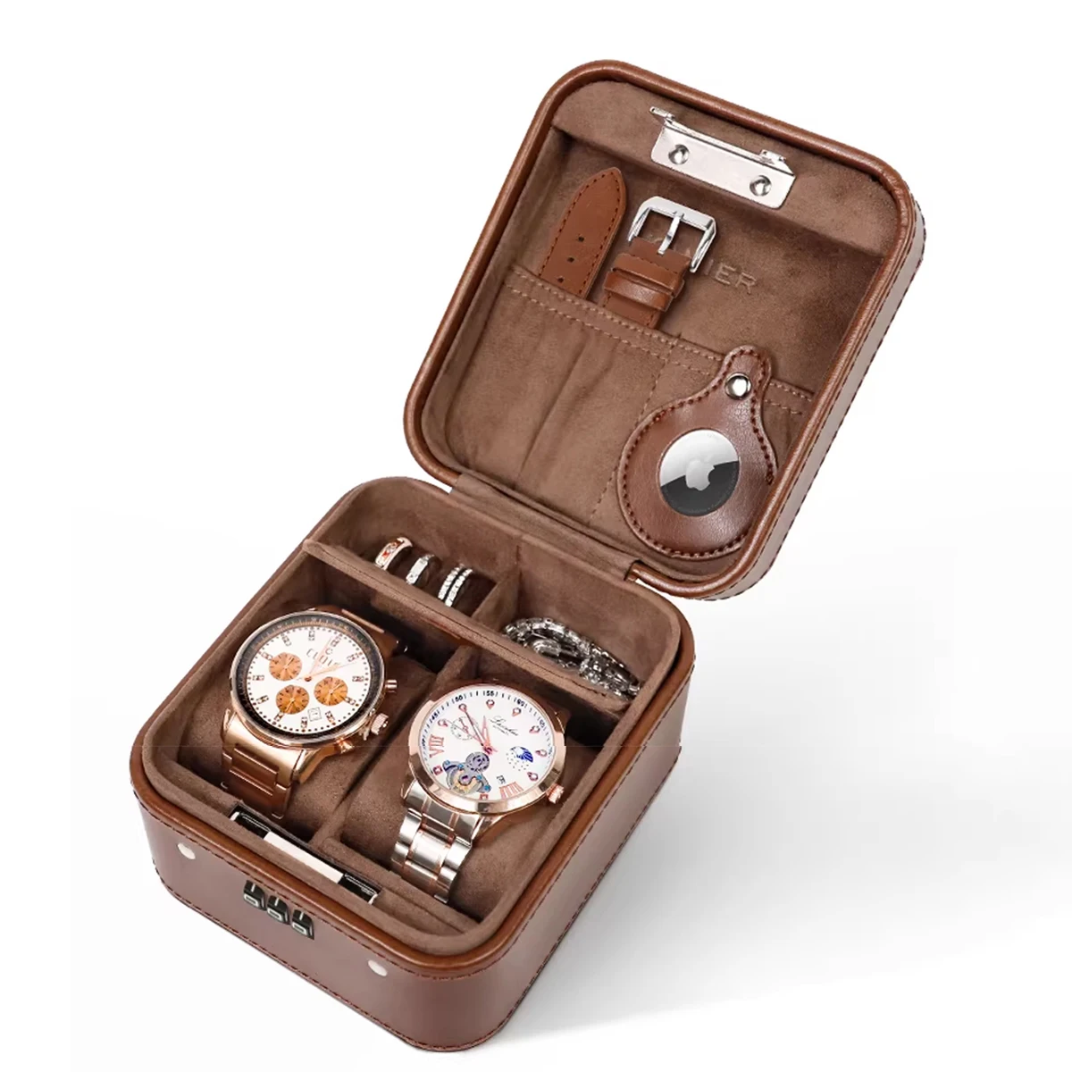 

Коробка для часов KAMIER, органайзер для 4 часов с кодовым замком, съемными подушечками, подарки на День святого Валентина