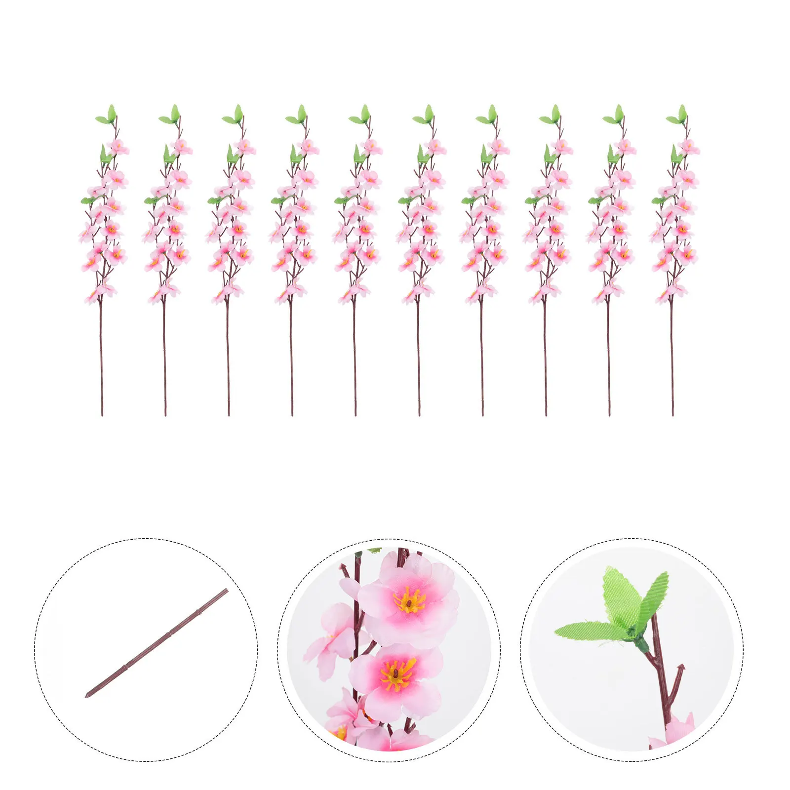 

10Pcs Artificial Peach Blossom Branches Simulation Flower Arrangement Supplies Lightweight Reusable Nonfading Valentine
