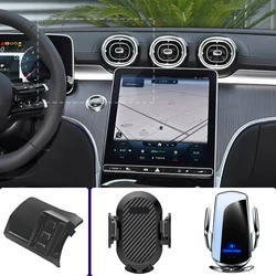 Car Phone Holder For Mercedes Benz C Class W206 2022 2023 Mobile Phone Mounts Car Wireless Charging Special Fixed Base