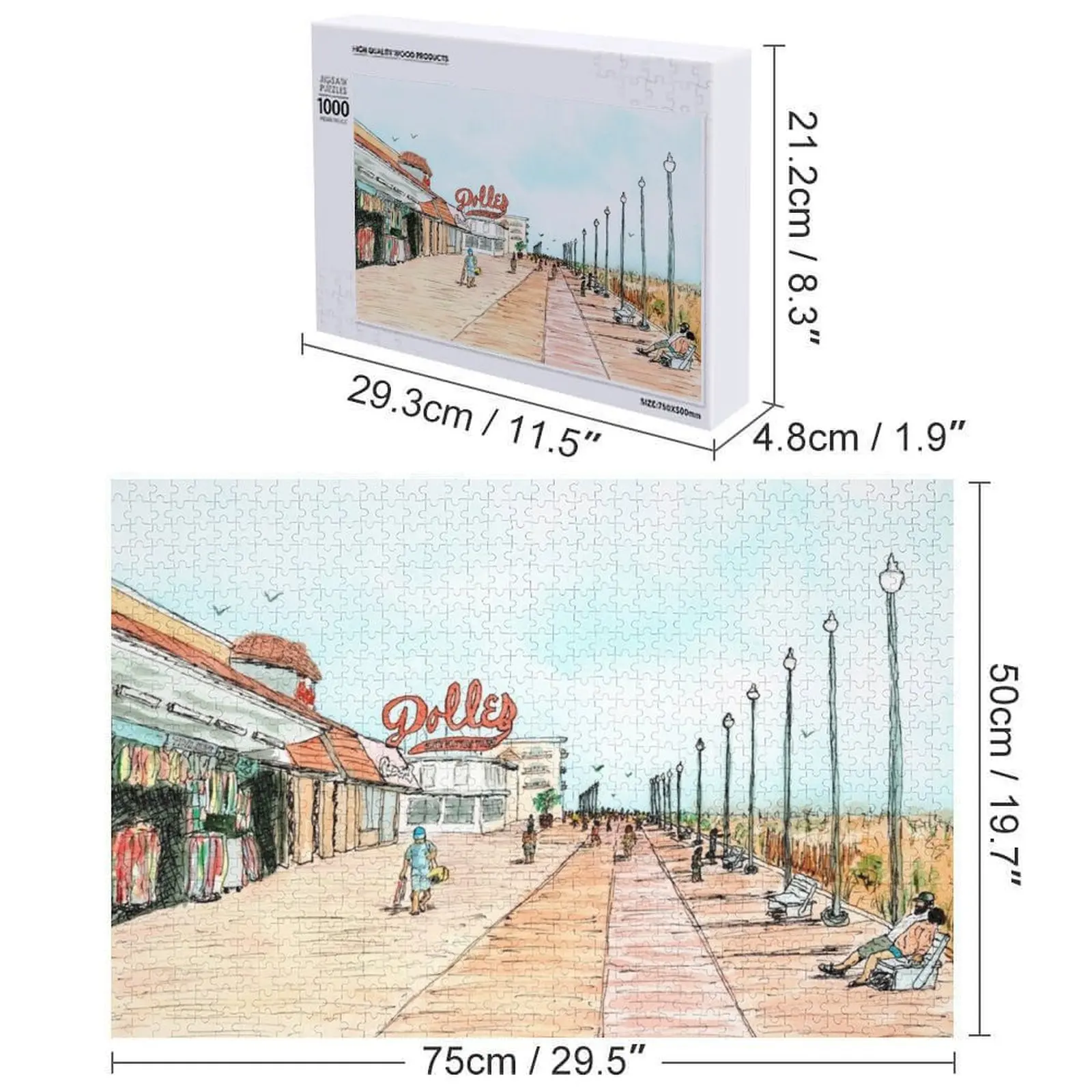 Impressions d'une peinture à l'aquarelle, poupées sur le troupeau, par Richard JV Flaim Puzzle personnalisé en bois cadeau