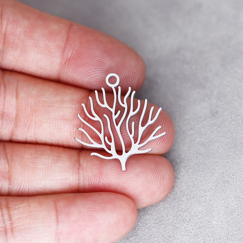 3Pcs/lot Sea Ocean Coral Stainless Steel Pendant Charm For Jewelry Making DIY Trendy Earrings Necklace Keychain Bulk Supplies