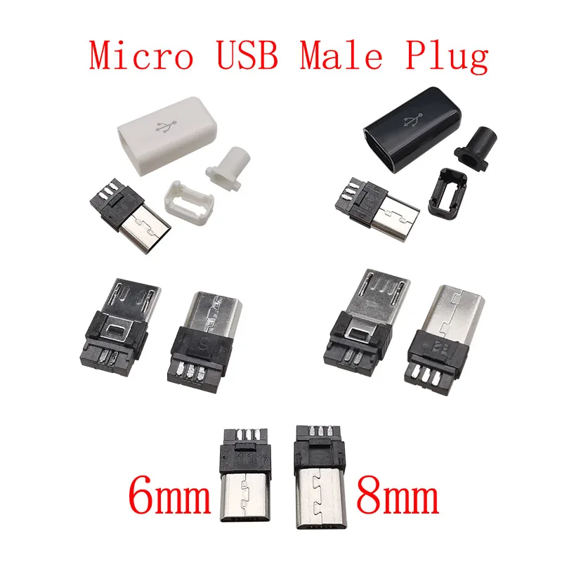 10Pcs Micro USB / Type C / USB 2.0 Type A Male Female Assembly Adapter Soldering Repair Data Charging Plug Socket USB Connectors