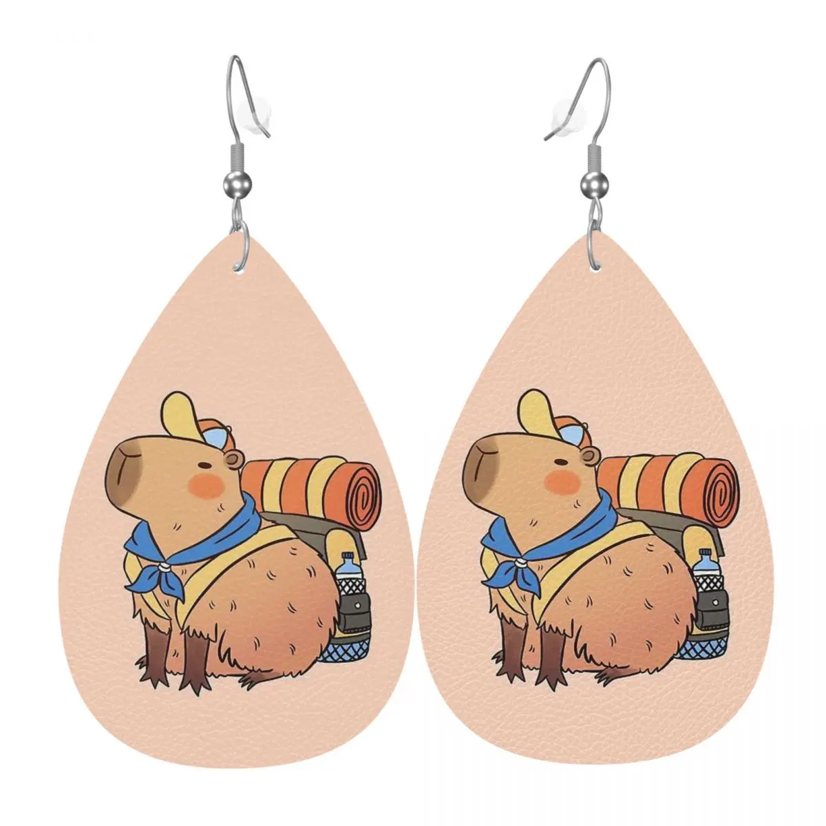 

Custom Cute Capybara Leather Teardrop Earrings Personalized For Women Jewelry Accessories For Valentine's Day