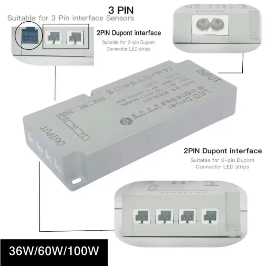 AC 220V To DC 12V/24V Dimming Switching Power Supply 36W-150W EU Plug/US Plug Adapter For LED Strip Light Wardrobe Home Lighting