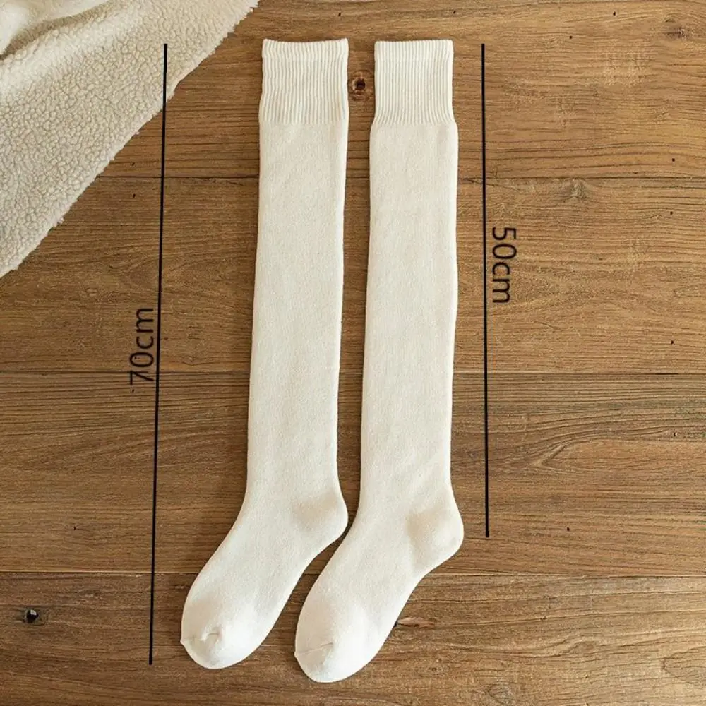 แฟชั่นผ้าฝ้ายเข่าสูงถุงเท้าสีทึบหนากว่าเข่าถุงเท้า JK Lolita เท้าอุ่นฤดูใบไม้ร่วงฤดูหนาว