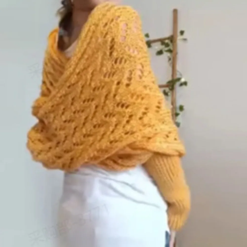 

Solid Color Multifunctional Knitted Scarf with Sleeves Cable Knit Scarf Sweater Clothing Accessories Knitted Cable Wrap