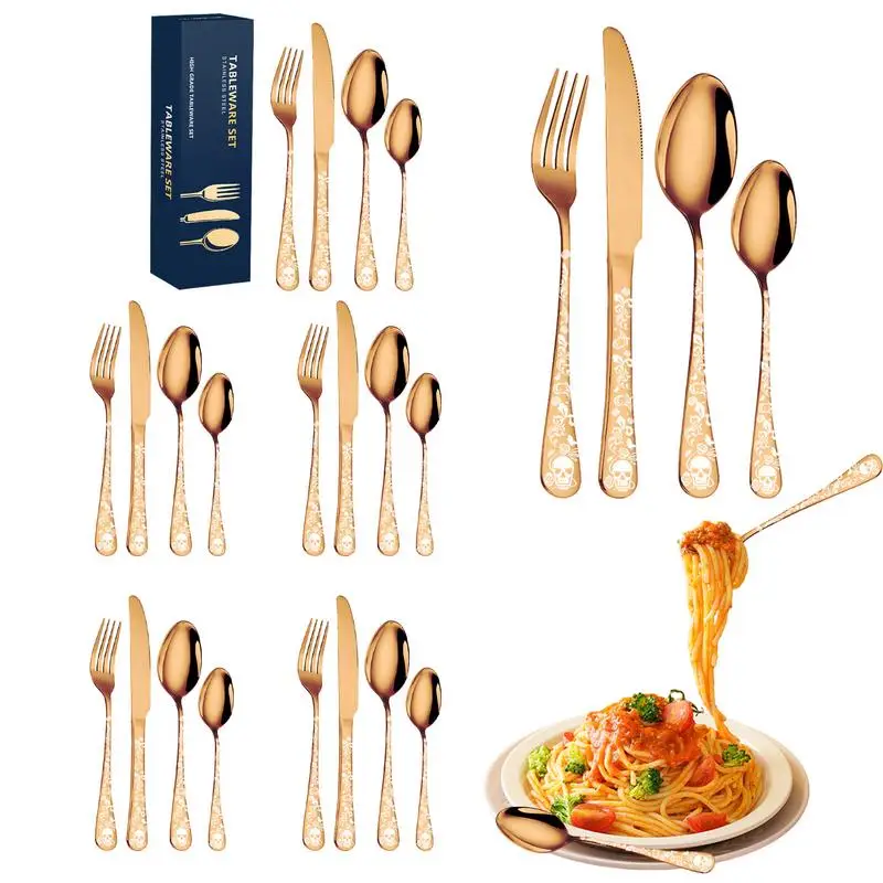 

24pcs Stainless steel cutlery set steak knife and fork dessert fork and spoon high-end suitable for restaurants and hotels