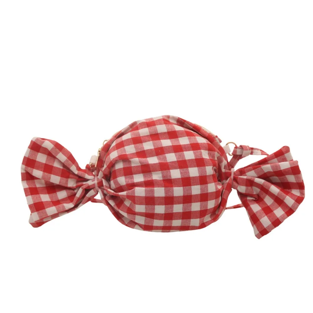 

Sweet Candy Bag Multipurpose Cloth Candy Bag Grid Sweet Printed Shoulder Bag Cute Large Capacity Red Plaid Crossbody Bag Student