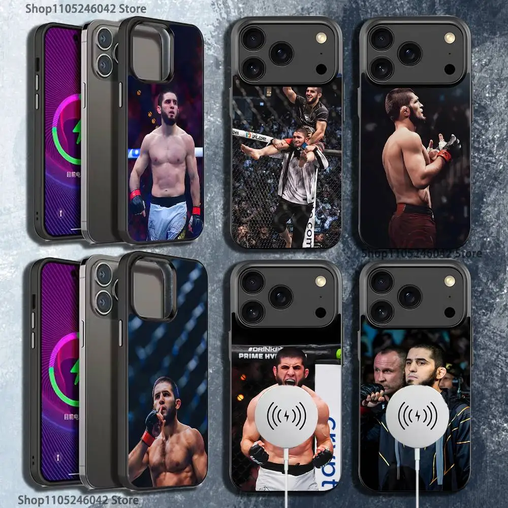 

I-Islam M-Makhachev Black Phone Case For iPhone 17,16,15,14,13,12,11,Pro,Max,Plus,Mini,SE4,E Magnetic Wireless Charging