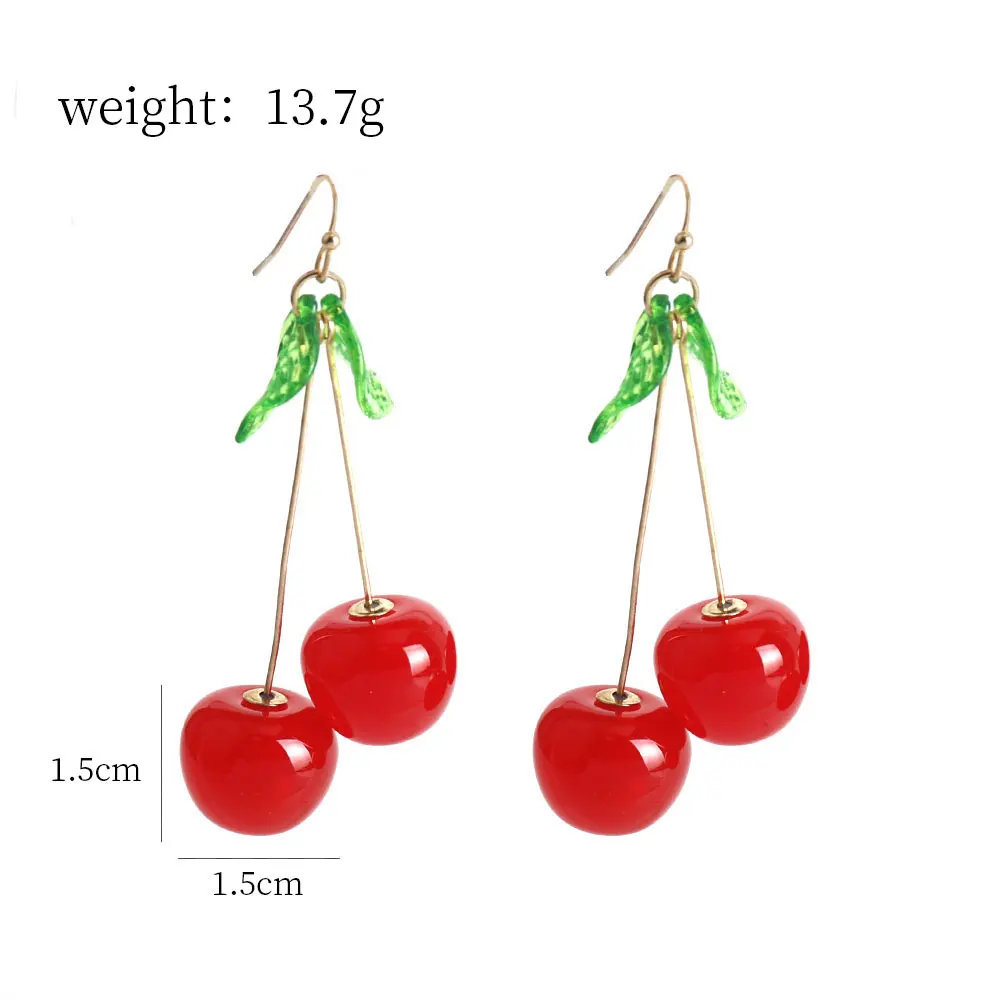 New Fashion Red Crystal Cherry Temperament Earrings For Women Personalized Party Jewelry Gifts