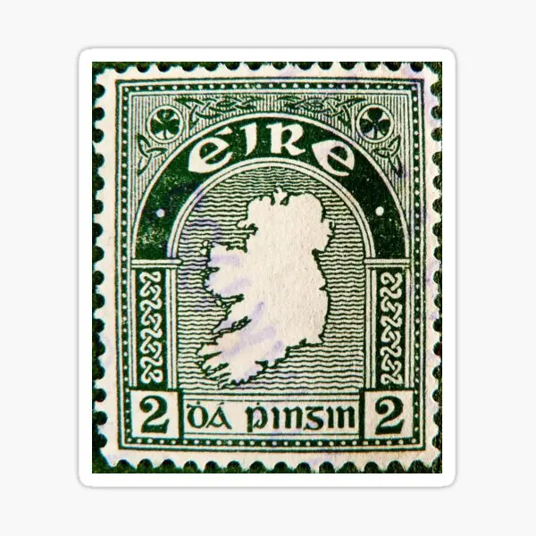 Eire Ireland Vintage Old Postage Stamp  5PCS Stickers for Funny Water Bottles Decor  Home Living Room Anime Laptop Room Cartoon