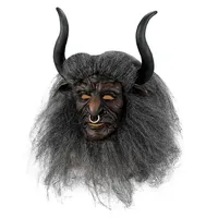 Funny Comic Cos Scary Ox Horn Monster Mask Bull Demon King Mask Latex Horror Full Head Fancy Props for Halloween Party