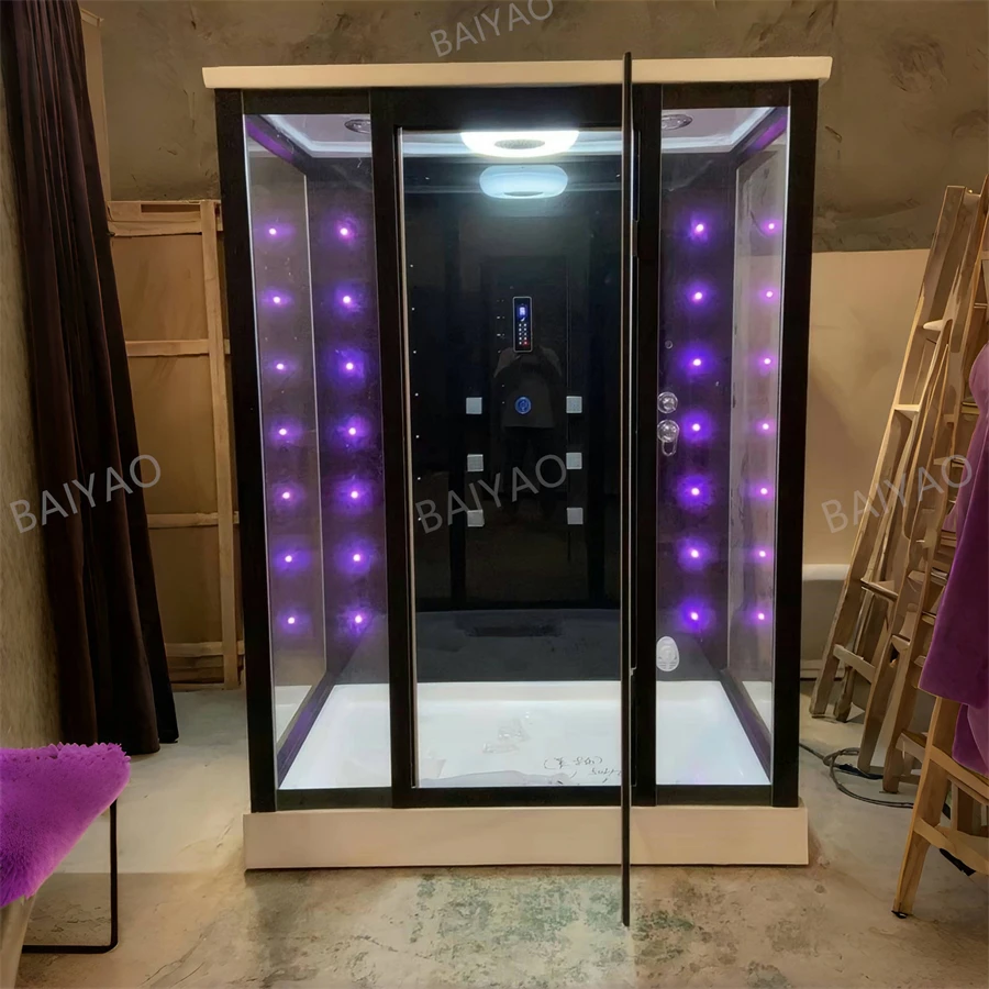 

Factory Steam Shower Enclosure WIth 8mm Tempered Glass Steam Sauna Room Bathroom Shower Cubicle Bath For 2 Persons