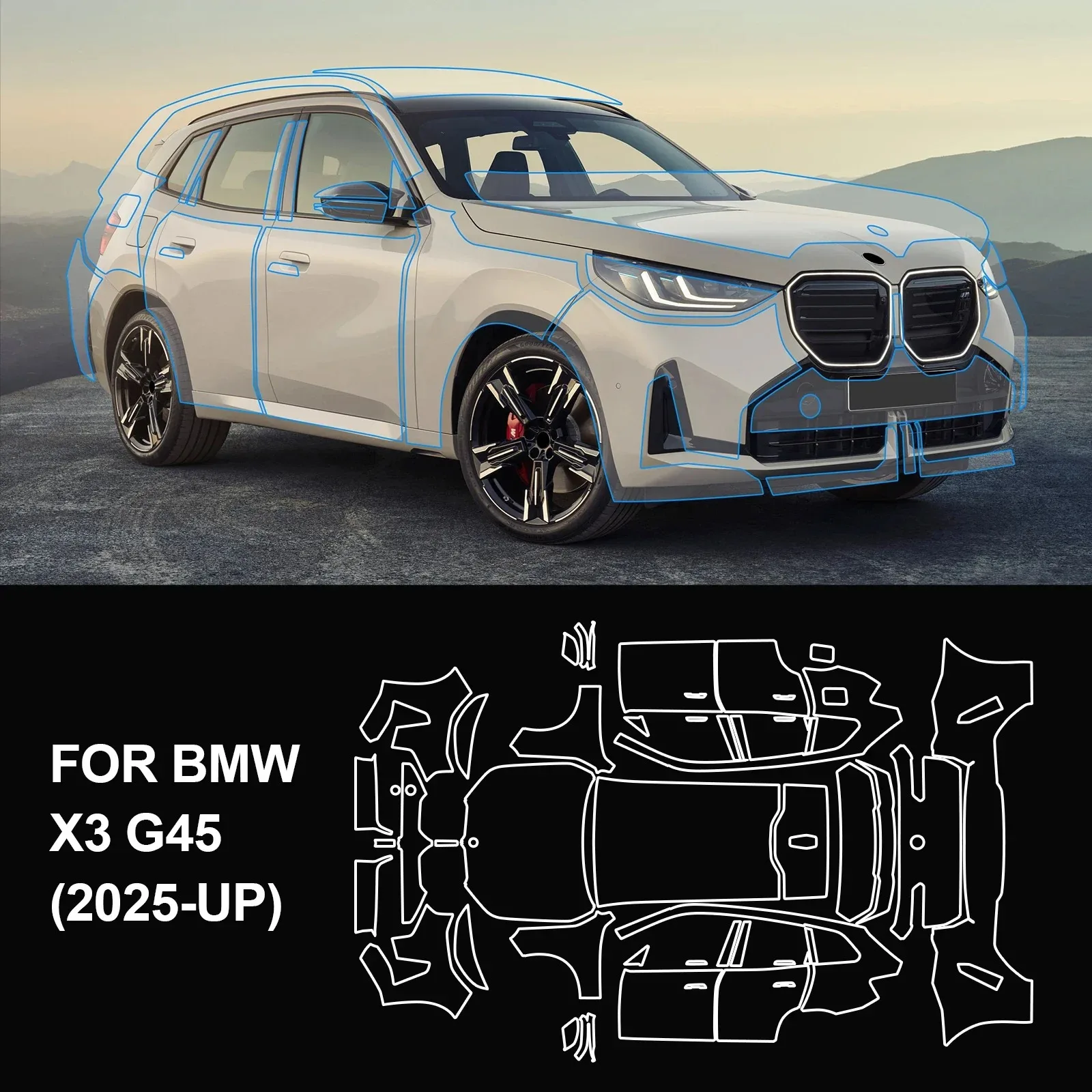 

8,5 мил, предварительно вырезанная наклейка для BMW X3 G45 Sport 30 M50 M Sport 2025, защитная пленка от краски, наклейка на корпус, оригинальный прозрачный ТПУ