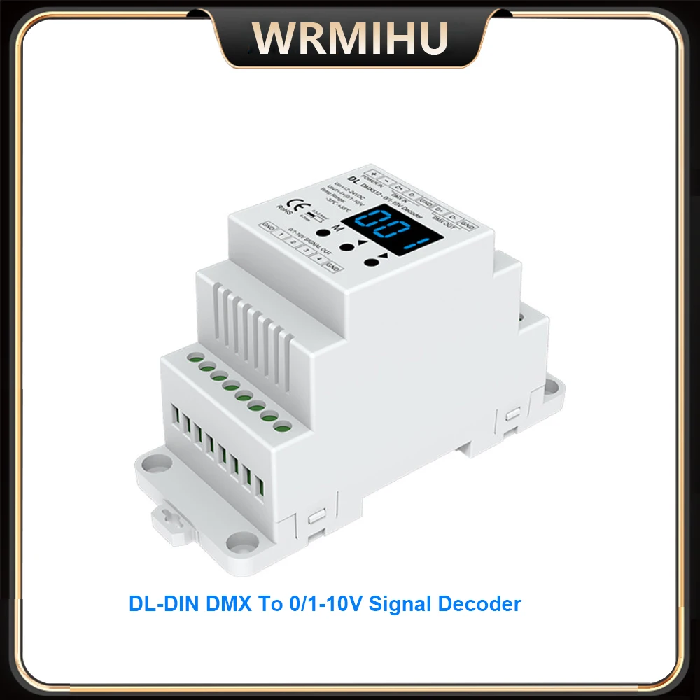 

DC12-24V DL With Digital Display Guideway DMX512 To 4CH 0-10V Decoder 0-100 PWM Dimmer Signal Converter For RGB/RGBW light strip